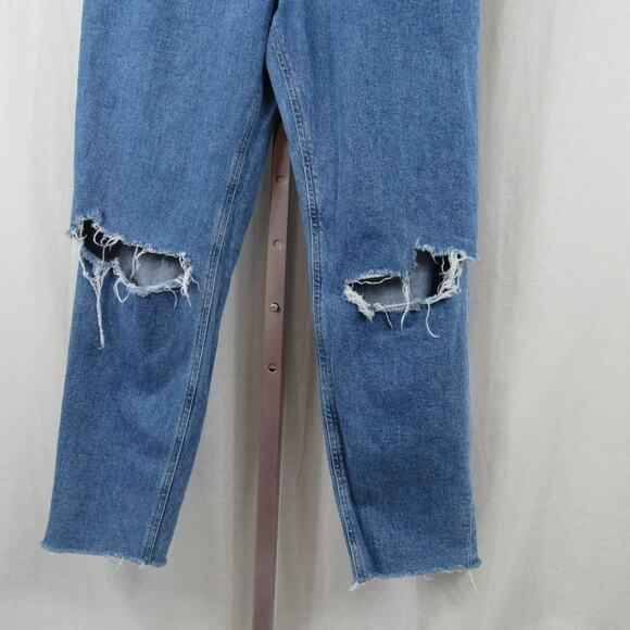 Asos US 10 Denim Ripped Mom Jeans Distressed Frayed Straight Skinny Baggy - Picture 3 of 7